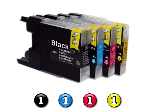 4 Pack Combo Compatible Brother LC77/LC73XL (1BK/1C/1M/1Y) ink cartridges